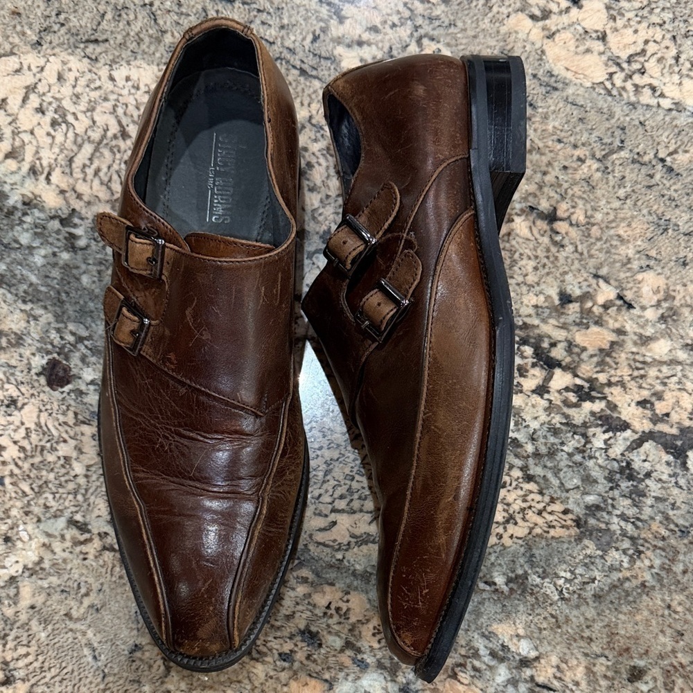 Stacy Adams Dark Brown Leather Double Monk Strap Oxfords